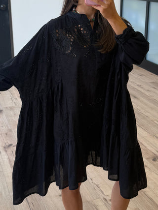 Saltwater Eyelet Cover-Up Dress | Black