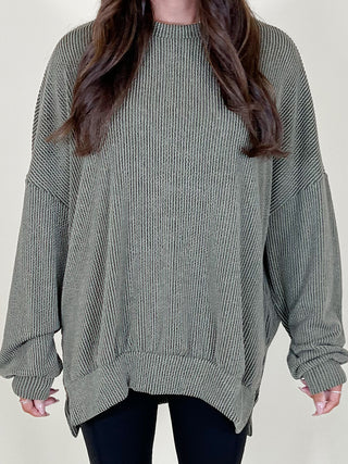 Comfy Ribbed Pullover | Olive | +Plus Available | BLACK TUESDAY DOORBUSTER