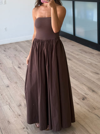 Markey Strapless Maxi Dress | Chocolate