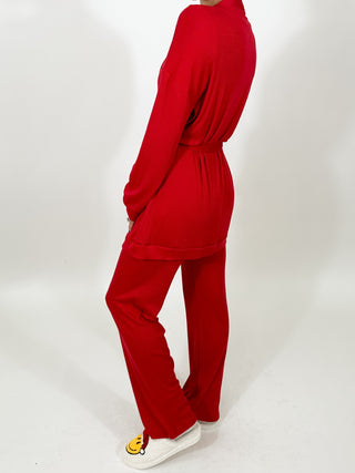 Downtime Ribbed Robe | Cherry | +Plus Available | FINAL SALE