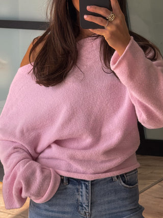 Soft Launch Open Neck Sweater | Ballet Pink