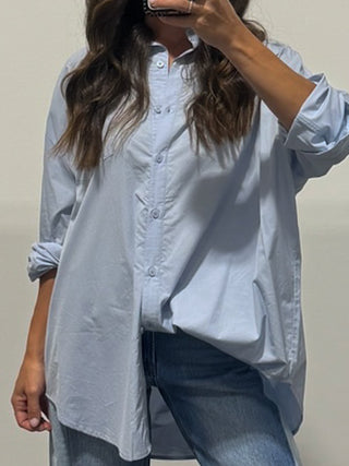 Faye Poplin Button-Down Shirt | Sky