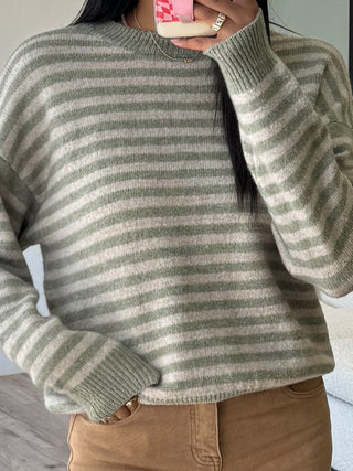 Upstate Stripe Sweater | Sage | +Plus Available