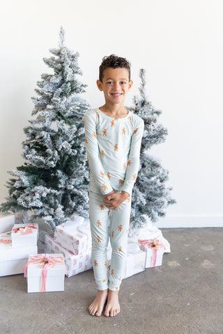 Kids Gingerbread Joy Pajama Set | Blue | Tiny Talulah