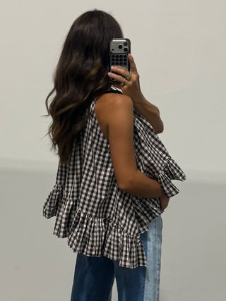 Remi Gingham Halter Swing Top