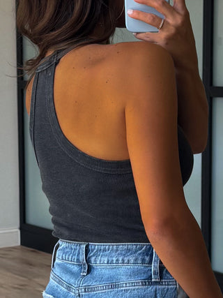 Mineral Mist Ribbed Tank | Black