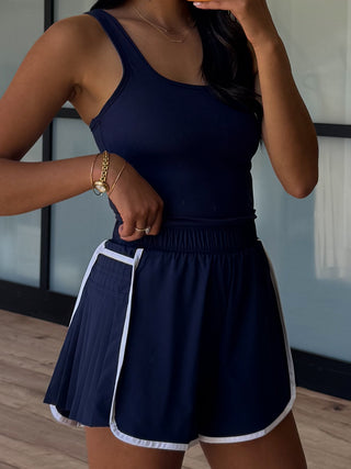 Pleat Street Shortsie | Navy