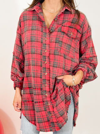 Stone Cliff Plaid Tunic | Red | +Plus Available | RESTOCK