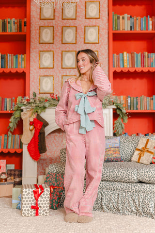 Peppermint Plaid Bow Set