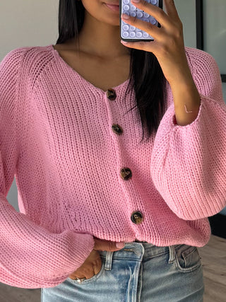 Georgie Knit Cardigan | Bubblegum