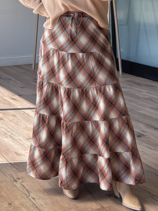 In Full Swing Plaid Skirt | Rust