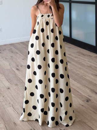 Kaci Polka Dot Maxi Dress | Cream