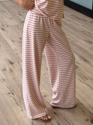 Miah Ribbed Knit Wide Leg Pants | Ballet Pink