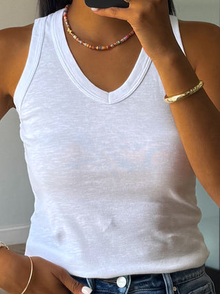 Tasha V-Neck Tank | White