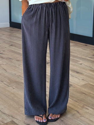 Perrie Stripe Casual Pant | Navy