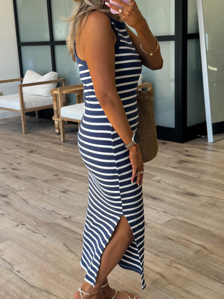 Newport Stripe Midi Dress | Navy