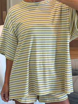 Jovi Ribbed Knit Tee + Shorts Set | Mellow Yellow | +Plus Available