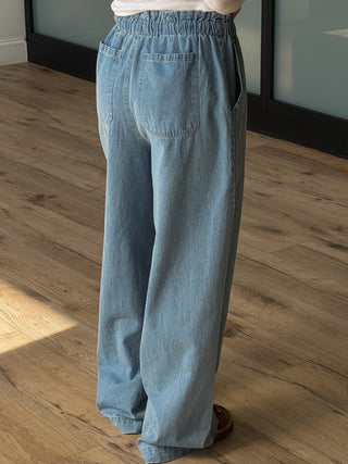 Liv Wide-Leg Drawstring Pants | Light Wash