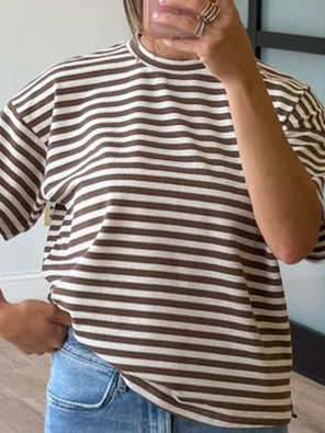 Miah Ribbed Knit Tee | Cocoa Cream | RESTOCK