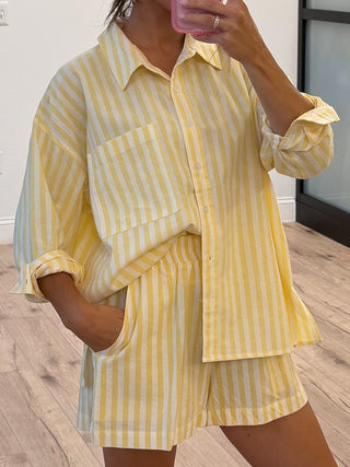 Rian Stripe Button-Down | Lemon | RESTOCK