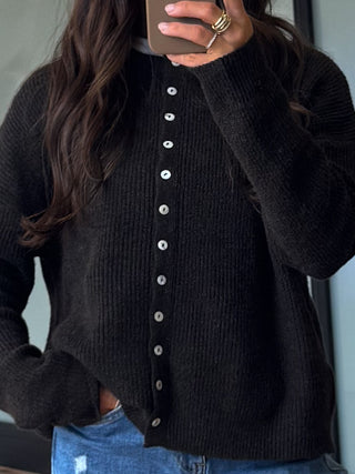 Reyes Button Cardigan | Chocolate
