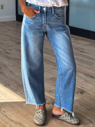 Dual Tone Barrel Jeans | RESTOCK