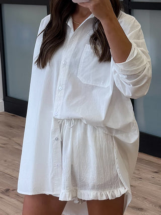 Noelle Drawstring Ruffle Trim Shorts