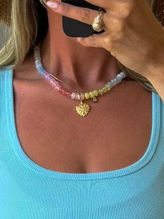 Gemstone Knotted Necklace | Clear Rainbow