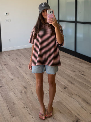 Cozy Era Oversized Knit Tee | Chocolate Blush