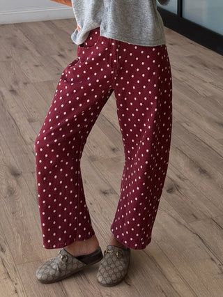 Dot Rally Barrel Pants | Burgundy