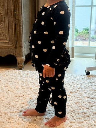 Polka Dot Ruffle Ribbed Zippy | Tiny Talulah