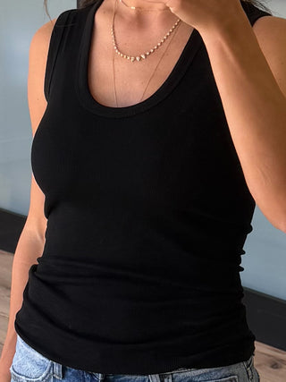 Standard Scoop Ribbed Tank | Black