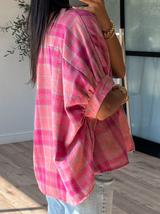 Touch Of Fall Plaid Top | Pink