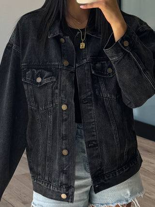 Throw On + Go Denim Jacket | Washed Black | +Plus Available