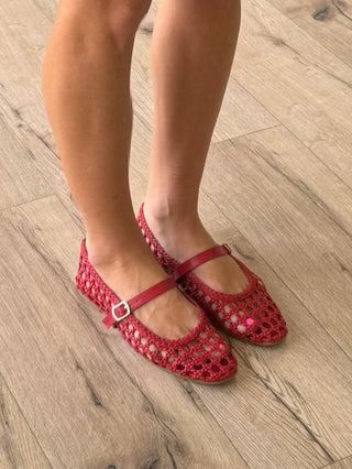 Montez Woven Mary Jane Flats | Red