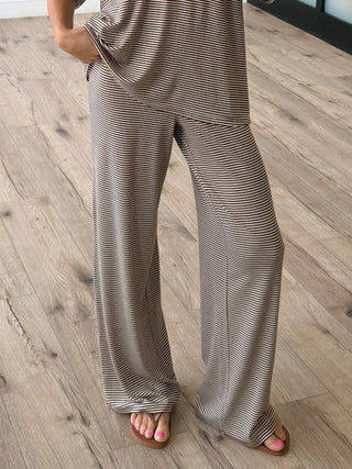 On Repeat Stripe Lounge Pants | Latte | RESTOCK