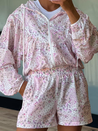 Azalea Windbreaker Jacket | Pink Patchwork