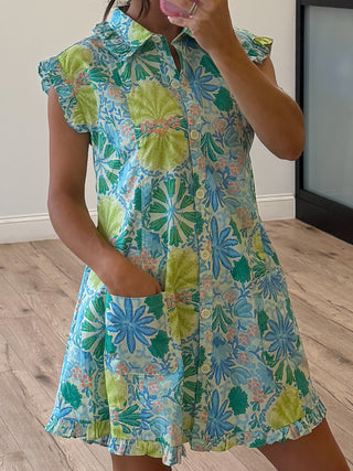 Evelyn Flutter Dress | Tropical Laguna
