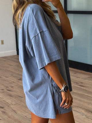 Days End Cotton Tee | Dusty Blue | +Plus Available | RESTOCK