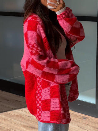 Sweetheart Checkered Cardigan