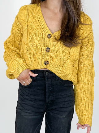 Cammie Cropped Cardigan | Mustard | FINAL SALE