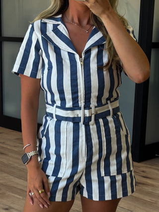 Rebel Striped Romper | Navy
