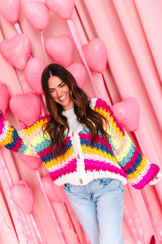 Wrapped In Color Stripe Cardigan