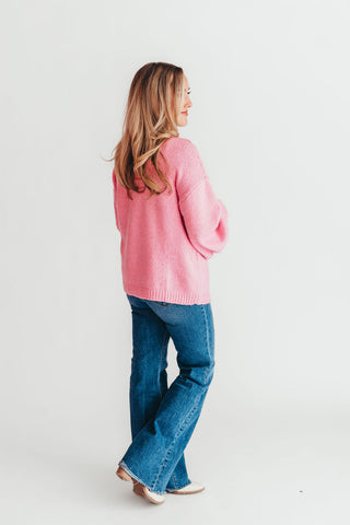 Flower Embroidered Knit Cardigan | Pink