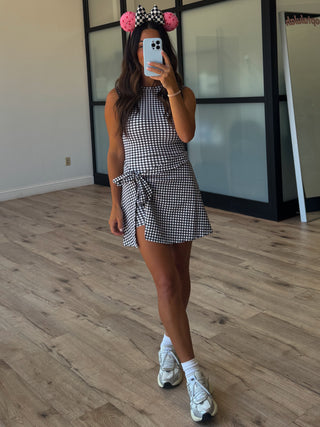 Gingham Active Wrap Romper | Black | RESTOCK