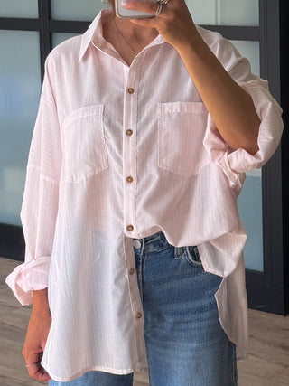 Ardyn Button-Down Top | Pink Stripe