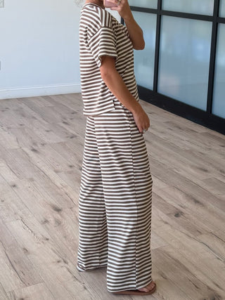 Miah Ribbed Knit Wide Leg Pants | Cocoa Cream