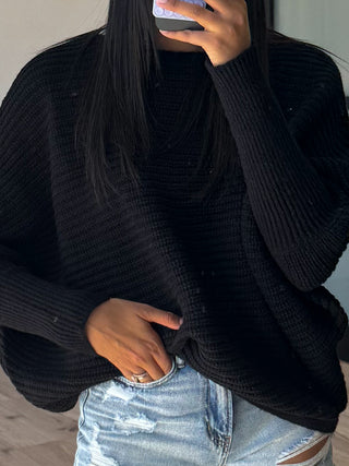 Harmony Ribbed Knit Sweater | Black | RESTOCK