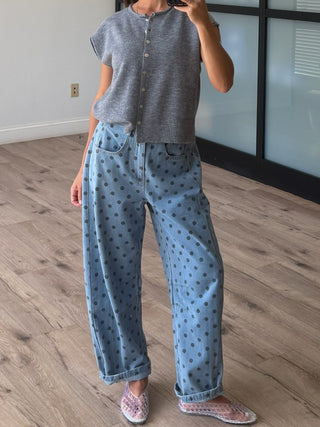 Dot Rally Barrel Pants | Denim