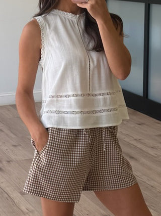 Gingham Leisure Relaxed Shorts | Toffee